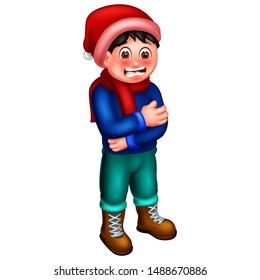 Cold Boy a Cartoon For Your Design