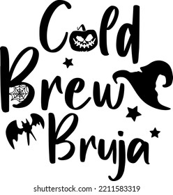 Cold Brew Bruja  vector for halloween coffee shop