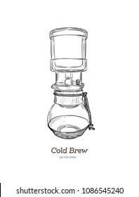 Cold Brew. Coffee Maker Hand Draw Illustration Vector.