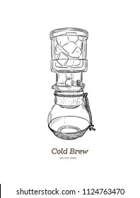 Cold Brew. Coffee Maker Hand Draw Illustration Vector.