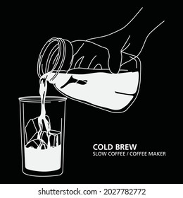 Cold brew coffee. Coffee maker hand draw. vector, illustration. 