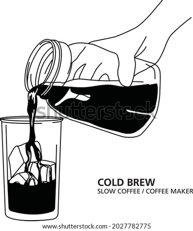 Cold brew coffee. Coffee maker hand draw. vector, illustration. 