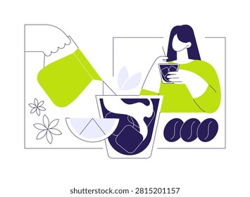 Cold brew isolated cartoon vector illustrations. Barista making cold brew coffee closeup, eating out in the restaurant, delicious ice latte preparation in the coffee shop vector cartoon.