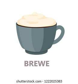 Cold brewed cup of coffee. Delicious drink for takeaway. Hot summer beverage. Flat vector illustration