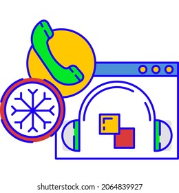 Cold calling icon. Conversion vector. Telemarketing online service, technical support, call-center and