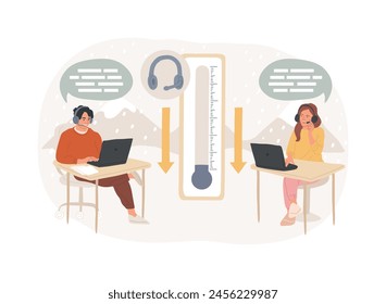 Cold calling isolated concept vector illustration. Old school marketing, telemarketing, sales activity, reaching customer via telephone, tips and techniques, cold calling script vector concept.