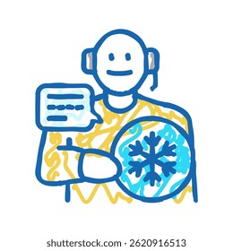 Vector de dibujo de icono de doodle de llamada en frío. señal de llamada en frío. ilustración de símbolo aislado
