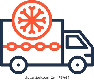 Ilustração do vetor da linha de cor do ícone da logística da cadeia de frio