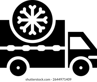 Ilustração do vetor de glifo do ícone de logística da cadeia de frio