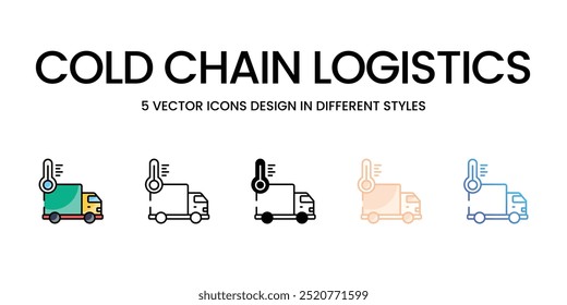 Conjunto de iconos vectoriales de logística de cadena fría listos para usar para Web y App móvil