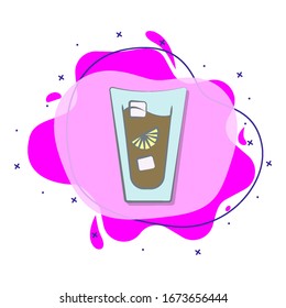Cold coffee colored liquid bacdge icon. Simple color vector of coffee icons for ui and ux, website or mobile application