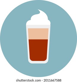 Cold coffee with cream, illustration, vector on a white background.