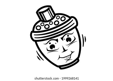 Cold coffee cup cartoon face line drawing illustration