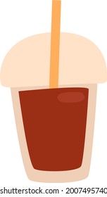 Cold coffee in cup to go, illustration, vector on a white background.