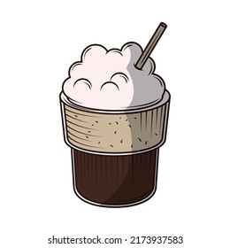 cold coffee cup icon flat isolated