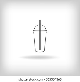 Cold Coffee Cup Icon. Vector Illustration