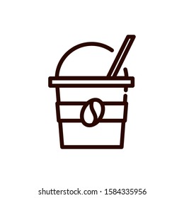 cold coffee cup with straw line design vector illustration