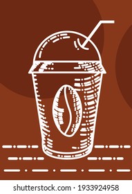 cold coffee cup straw sketch
