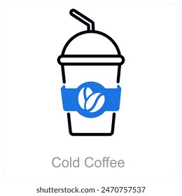 Cold Coffee and drink icon concept