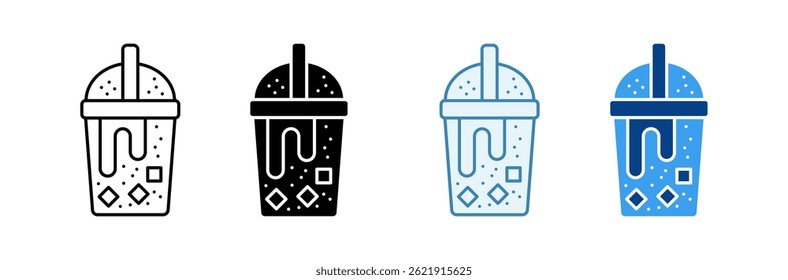 Cold Coffee Icon Definir Coleção de Estilos Múltiplos