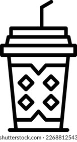 Cold Coffee Line Vector Icon Design