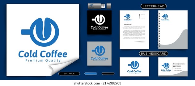 cold coffee logo Ideas. Inspiration logo design. Template Vector Illustration. Isolated On White Background