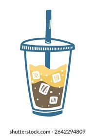 Ilustração desenhada à mão de café frio