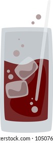 Cold Cola in a Glass with Ice and a Straw
