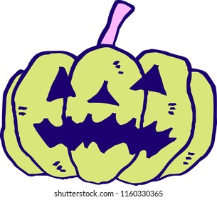 Cold color Illustration of Halloween pumpkin