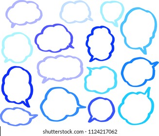 Cold color Speech balloon with Bold line set