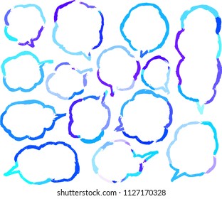 Cold color Speech balloon of Brush writing set