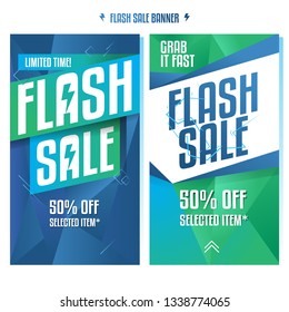 Cold colored fresh modern flash sale banner set, suitable for UI UX