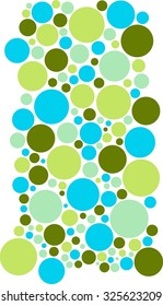 cold colors green, olive, lime, turquoise, teal. Colorful circles of different sizes suitable for wall stickers on white background, abstract solution