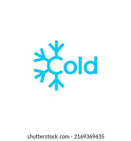 logotipo frío o fresco con símbolo de hielo y diseño tipográfico