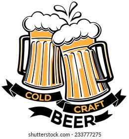 Cold craft beer vector emblem