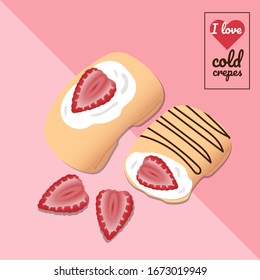 Cold crepes flat vector illustration,I love Cold crepes,sweets vector design