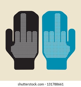 cold day - two mittens with middle finger gesture inside