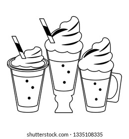 Cold and delicious drinks in black and white