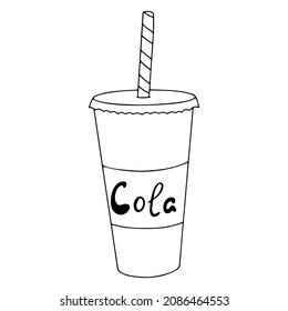 Cold doodle beverage icon, drink icon, cola illustration, fast food illustration
