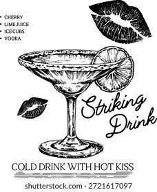 Cold Drink with hot kiss vector