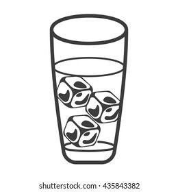 Cold drink with ice cubes icon. Flat vector illustration in black on white background. EPS 10