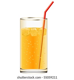 cold drink with ice cubes - vector illustration