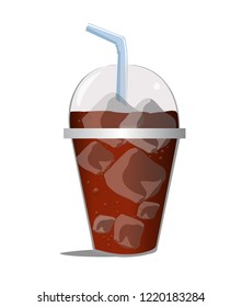 cold drink with ice in glass vector