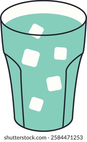 Cold drink with ice illustration