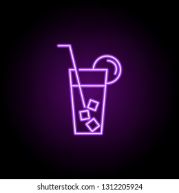 cold drink icon. Elements of Food and drink in neon style icons. Simple icon for websites, web design, mobile app, info graphics