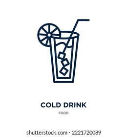 Cold Drink Icon From Food Collection. Thin Linear Cold Drink, Cold, Fresh Outline Icon Isolated On White Background. Line Vector Cold Drink Sign, Symbol For Web And Mobile