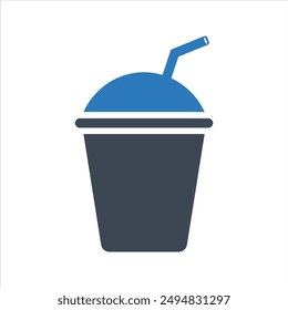 Cold drink icon. Ice coffee. Milkshake icon