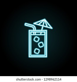 Cold drink icon in neon style. Simple thin line, outline vector of Summer icons for UI and UX, website or mobile application