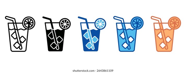 Cold Drink Icon Set Multiple Style Collection