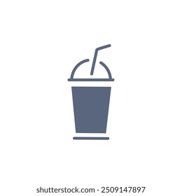 Cold drink icon with straw. Simple icon of a cold beverage in a cup with a straw. Perfect for drink menus, apps, and websites.